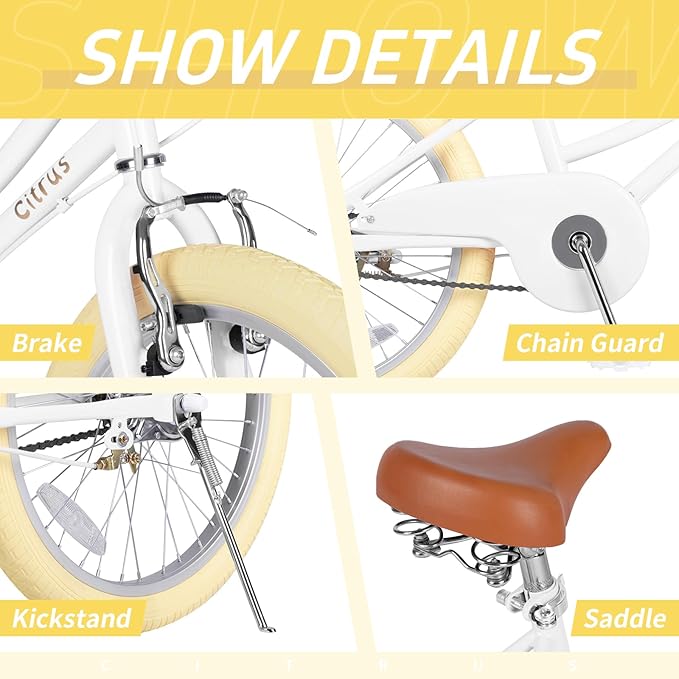 Girls Bike for Age 2-12 Years Old Kids Toddlers 12 14 16 18 20 Inches Retro Bicycles with Training Wheels Basket Bell Ring, Multiple Colors