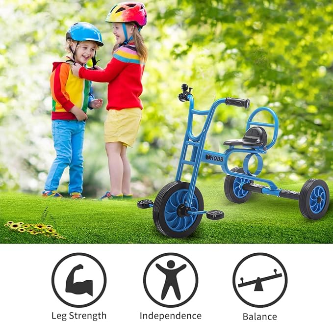 Kids Tricycle for Ages 3+, Preschool Daycare Playground Kids Balance Bike, Home Toddler Trike with Bell and Rubber Wheels, Boys and Girls Indoor/Outdoor Play Equipment