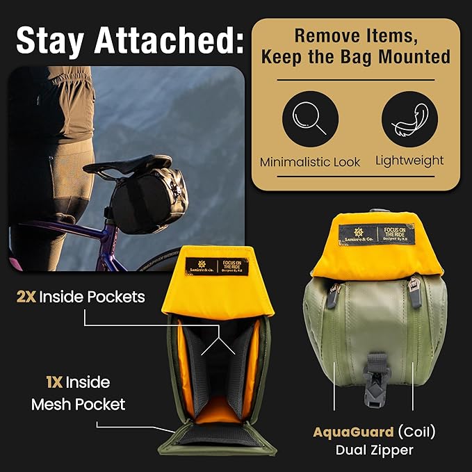 Lumiere & Co. Bike Seat Bag, Bike Saddle Bag, Saddle Bag Bicycle, Bicycle Saddle Bag, Bike Bag Under Seat, Saddle Bag, Bike Saddle Bags, Small Bike Bag - Maximus