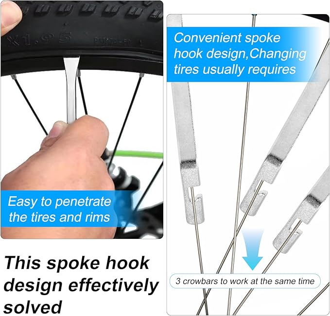 4pcs Bicycle Tire Pry Bar, Tire Scoop, Professional Tire Removal Tool, Tire Lever, High Grade Stainless Steel Tire Lever, Repair Bicycle Inner Tube, Best Tire Changing Tool