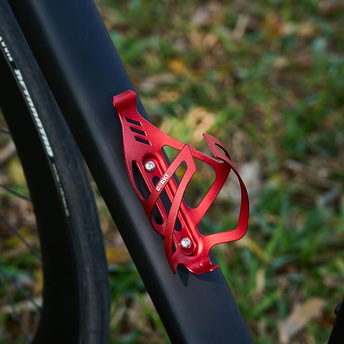 Corki Cycles Bike Water Bottle Holder Aluminum Alloy, Universal Bike Water Bottle Cage for Road, Mountain and Gravel Bikes -1 Pack - Red