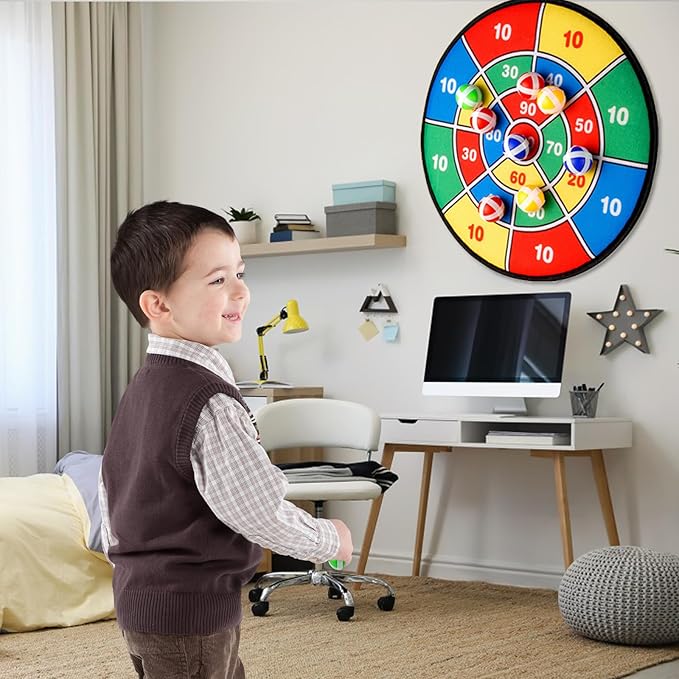 29 Inches Dart Board for Kids，Kids Large Dart Board with Sticky Balls and Darts，Indoor/Outdoor Sport Party Fun Games Toys Birthday Gifts for 3 4 5 6 7 8 9 10 11 12+Year Old Boys Girl