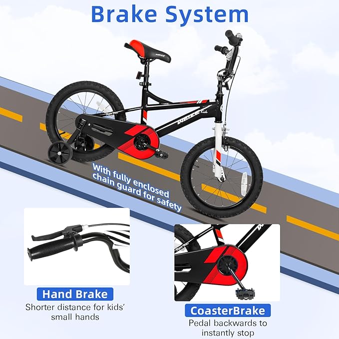 WEIZE Kids Bike,14 16 20 Inch Children Bicycle for Boys Girls Ages 3-12 Years Old, Rider Height 32-60 Inch, Coaster Brake, Multiple Color Options