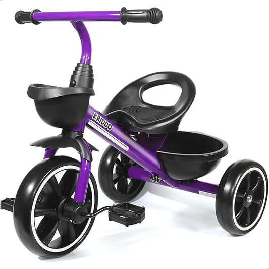 KRIDDO Kids Tricycles Age 24 Month to 4 Years, Toddler Kids Trike for 2.5 to 5 Year Old, Gift Toddler Tricycles for 2-4 Year Olds, Trikes for Toddlers, Purple