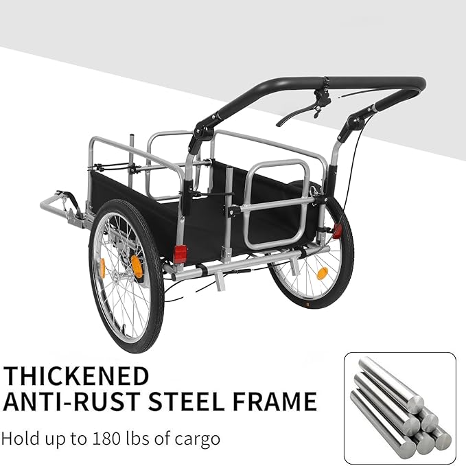 3-in-1 Heavy-Duty Bike Cargo Trailer, Bike Trailer Cargo for E-Bikes, 110lb Capacity with Suspension, & Lockable Brake, Bicycle Trailer Cargo, Ebike Trailer