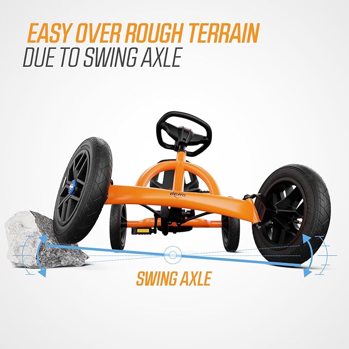 Berg Toys Buddy B-Orange Pedal Go Kart for Kids and Adults – Adjustable Ride On Toy for Ages 4-8 – Go Karts with BFR System, Adults Outdoor Pedal Car for Kids