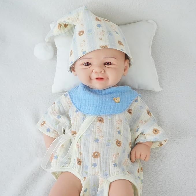 16.93 in Full Silicone Reborn Baby Dolls, 1:1 Lifelike Newborn Dolls Non Vinyl Realistic Reborn Toddler Dolls Boy Washable Sleeping Doll
