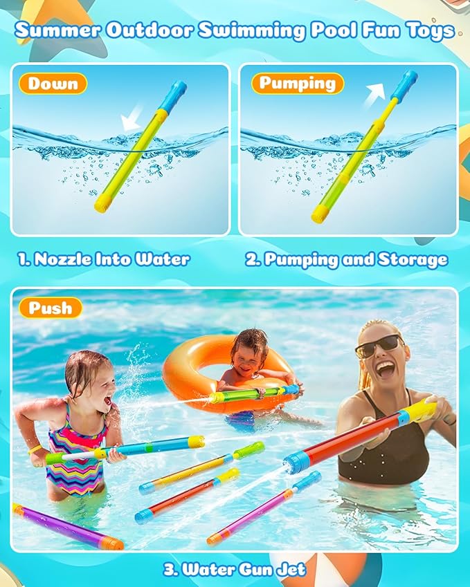 18pcs Water Gun Blaster Toys - 6 Colors Water Squirter for Kids 40ft Squirt Gun for 3-6-8-12 Girls BoysTeens Adults, Water Blaster for Swimming Pool Beach Oceans Summer Party Games Yards Outdoor