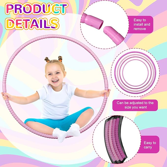 Libima 16 Pcs Toy Color Hoop for Kids, Detachable Adjustable Light Weight Plastic Colored Hoops Toy Circles for Party Games, Dance, Dog Agility