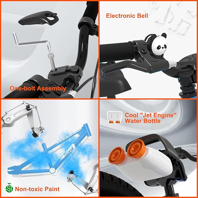 RoyalBaby Kids Bike EZ Balance to Pedal Dual Handbrake Toddlers Boys Girls Bicycle 12-20 Inch for Age 3-10 Years