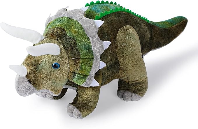 Dinosaur Plush Toy, Triceratops Stuffed Animal Throw Plushie Pillow Doll, Soft Grey Fluffy Friend Hugging Cushion - Present for Every Age & Occasion