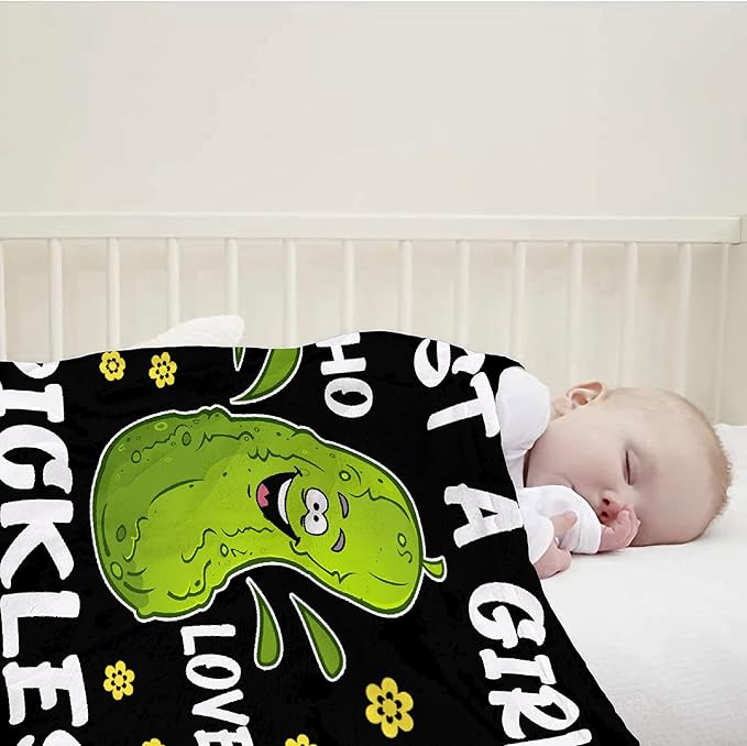 Pickle Blanket Just Girl Loves Pickles Soft Blankets and Throws Flannel Cozy Lightweight Quilt Gift Perfect for Bed Sofa Couch-50 x40 Small for Kids
