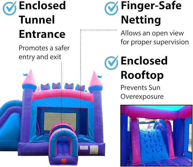 TentandTable Inflatable Bounce House Water Slide for Kids 5-12 Large, Commercial Grade Mega Bouncy Castle for Adults, Jump House, Includes Electric Air Blower, 32' L x 16' W x 15' H, Pink