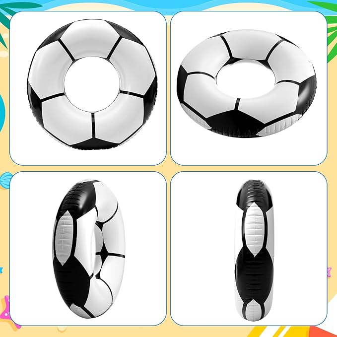 ShinyRelief 2 Pcs Footabll Baseball Soccer Basketball Sport Inflatable Pool Ring Floats Ring Adult Size Inflatable Floats Swimming Pool Tubes Beach Sports Party Lake Use Summer