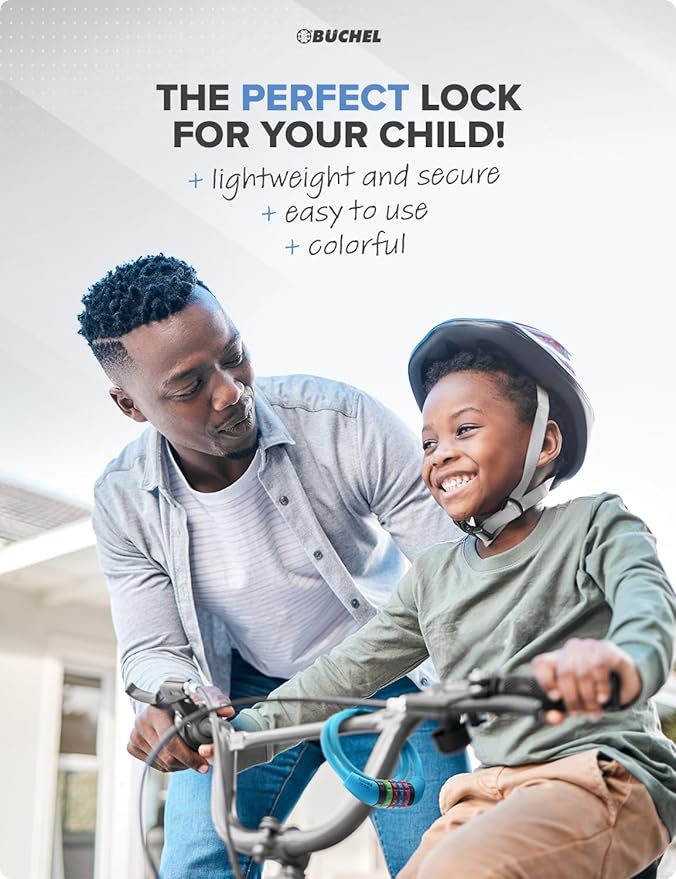 Bike Locks Cable for Kids - Colorful & Keyless - Secure Your Child's Bike - Easy-to-Use Bicycle Accessory, High Security 5 Digit Resettable Combination Coiling Bicycle Lock, Anti Theft