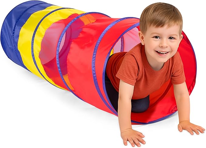 Toddler Play Tunnel – Sensory Crawl Tunnel Tent for Kids, Pop Up Indoor Outdoor Toy Tunnel for Toddlers, Rainbow Play Tent for Boys & Girls (Foldable 6 ft Tunnel)
