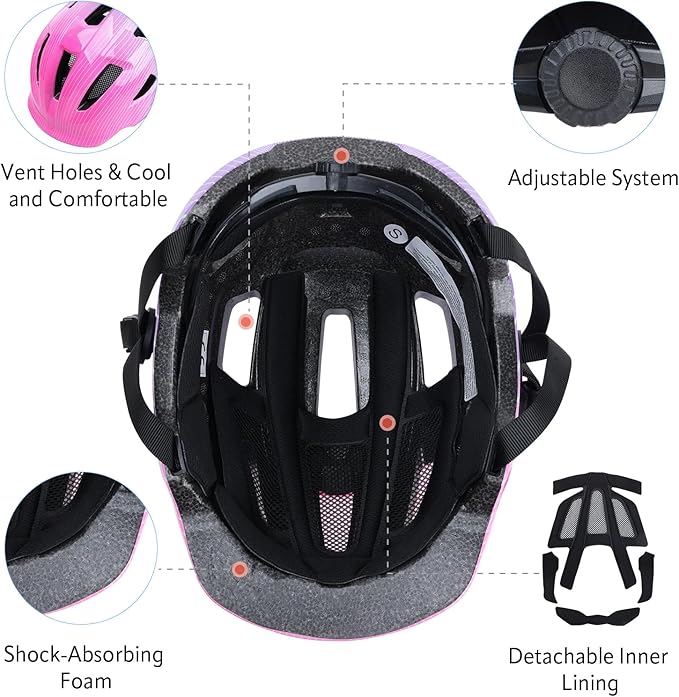 Adjustable Toddler Helmet, Kids Bike Helmets for Boys Girls 3-5/4-6/5-8 Years, Protective Gear Set for Bicycling/Skateboarding/Rollerblading/Scootering