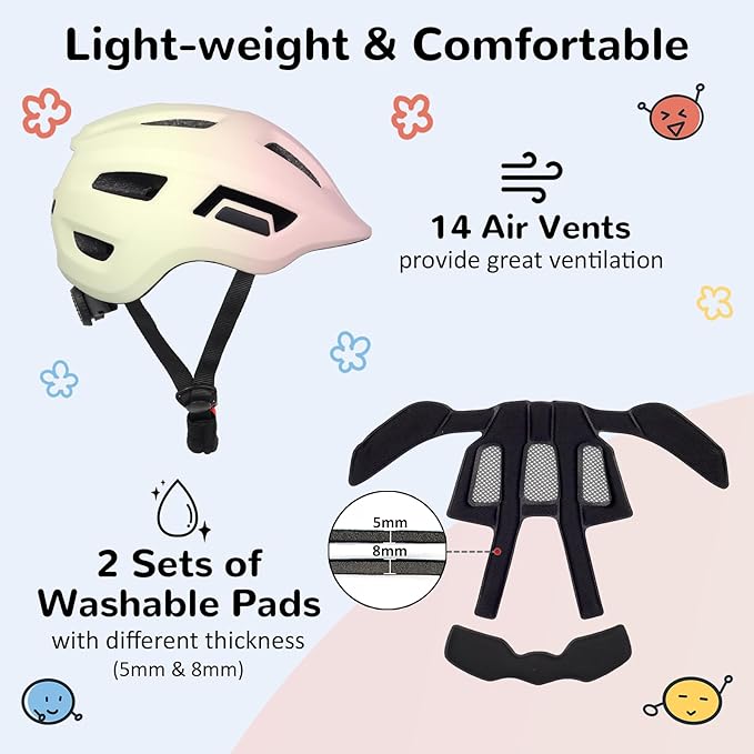 Toddler/Kids Bike Helmet, Adjustable and Multi-Sport, from Infant to Schoolchild, 2 Sizes