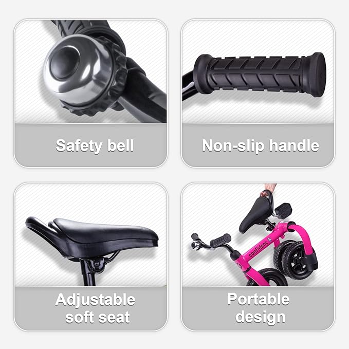 YGJT 3 in 1 Tricycle for Toddlers Age 2-5 Years Old, Folding Kids Balance Bike with Adjustable Seat and Removable Pedal, Toddler Bike Ride-on Toys for Infant, Gifts for Baby Boys Girls Birthday(Pink)