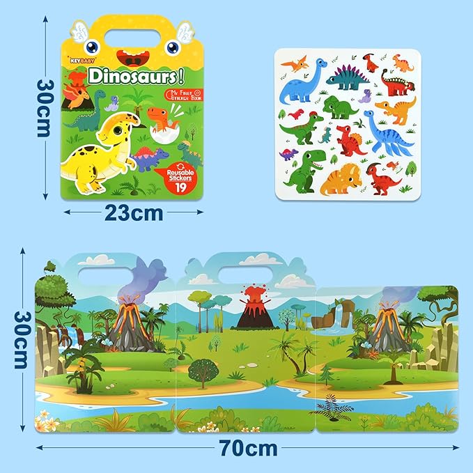 ASTARON 3 Pack Reusable 3D Puffy Sticker Book for Kids 3-6, Jelly Sticker Game Educational Sensory Learning Toy, Travel Toys and Busy Book(Little Wings Handle)