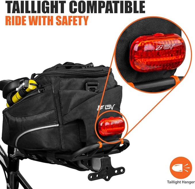 BV Bike Bag - Rear Bike Saddle Bag with Secure Velcro Mount & Shoulder Strap - Pump Holder, Bottle Pocket & Reflective Trim - Ideal for Work, Commute & Everyday Cycling - Bike Bags for Bicycles