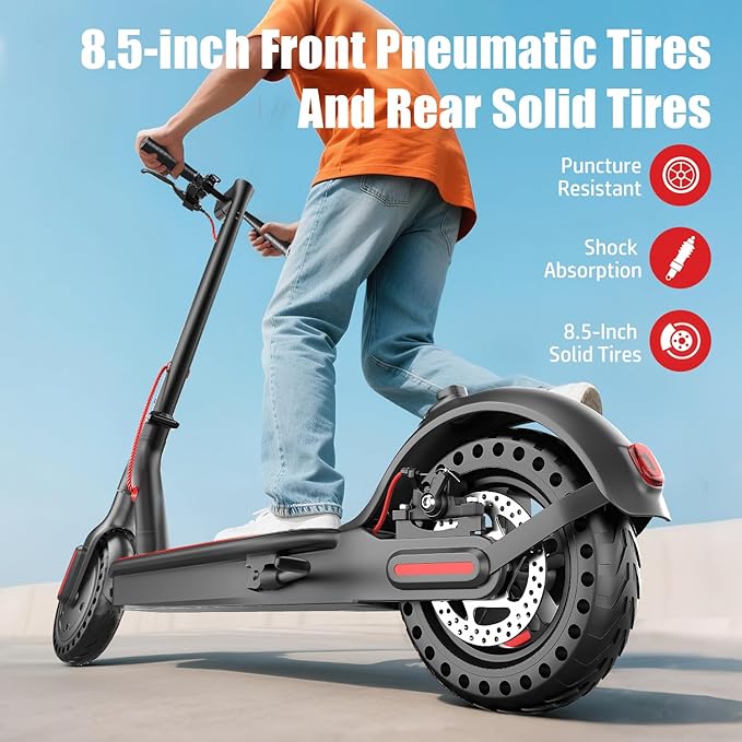 Electric Scooter for Adults, 650W Peak Powerful Motor, Top Speed 21MPH, 23 Miles Long Range, Foldable E Scooter for Adults, 8.5" Solid Tires Commuting Kick Scooter with APP Control, Dual Braking