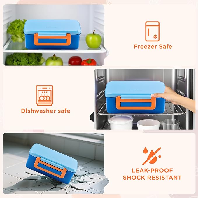 MAISON HUIS Bento Box for Kids with 8oz Soup Thermo, Leak-proof Lunch Food Containers with 5 Compartment, Insulated Lunch Bag & 17oz Stainless Steel Water Bottle for School, Trvael