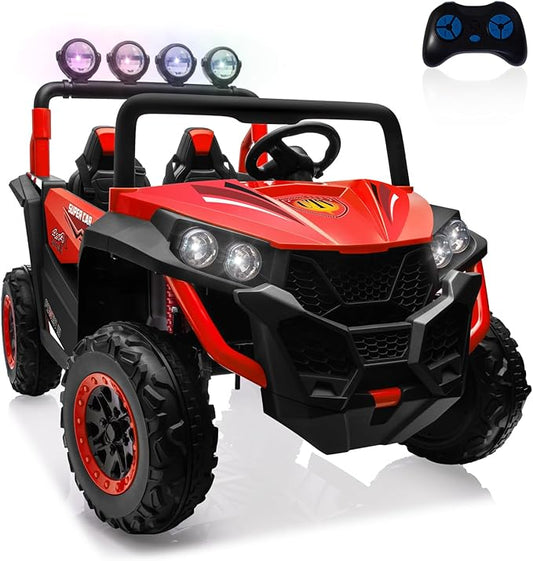 OTTARO 2 Seater Ride on Car Truck,24V Electric Vehicle Car for Kids 3-8 Years,200W Motors,4 Shock Absorbers, Music Play,Bright Light, Remote Control(Red)