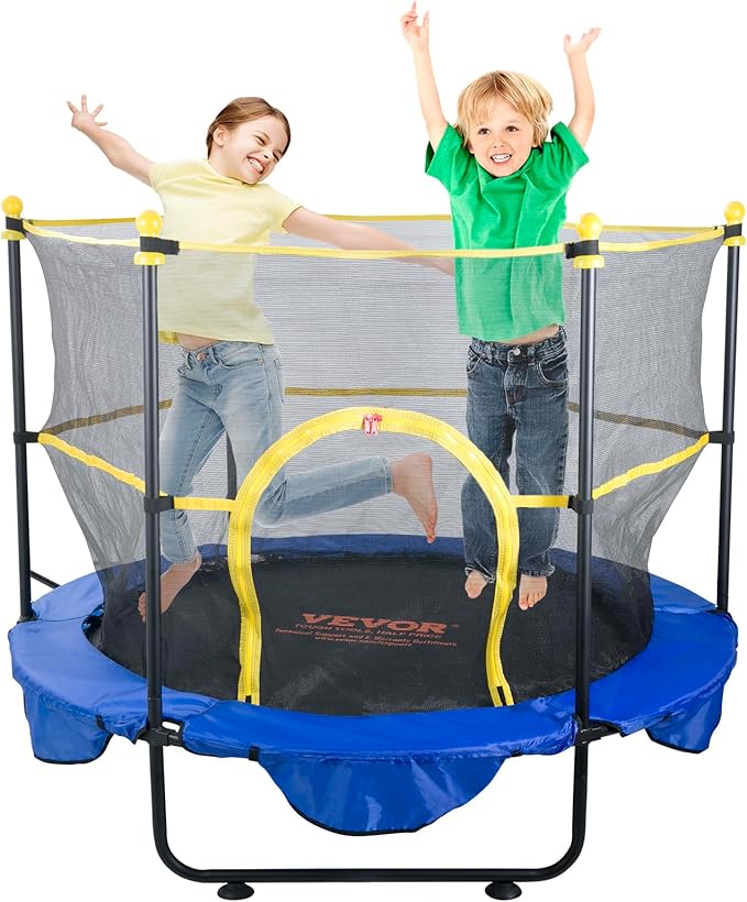 VEVOR 5FT Trampoline 50"/55"/56 * 35" for Indoor/Outdoor use for Toddlers, Foldable Mini Baby with Foam Handle, Recreational Birthday Gift