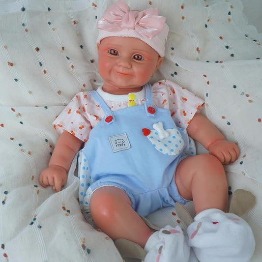 18.5 in Full Silicone Reborn Baby Dolls, 1:1 Lifelike Newborn Dolls Non Vinyl Realistic Reborn Toddler Dolls Boy Washable Sleeping Doll