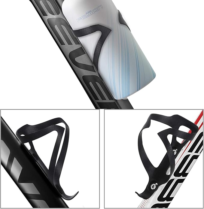 KABON Bike Water Bottle Holder, Lightweight 3K Carbon Fiber Bicycle Drink Water Bottle Cages for Road Mountain Bike Cycling Accessories - Pack of 2