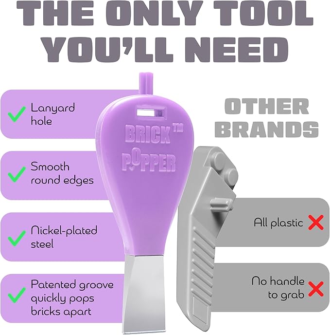 Brick Popper - World's Fastest Brick Separator - Efficient Remover for Kids & Adults - Ages 6+ - Essential Tool (Purple)