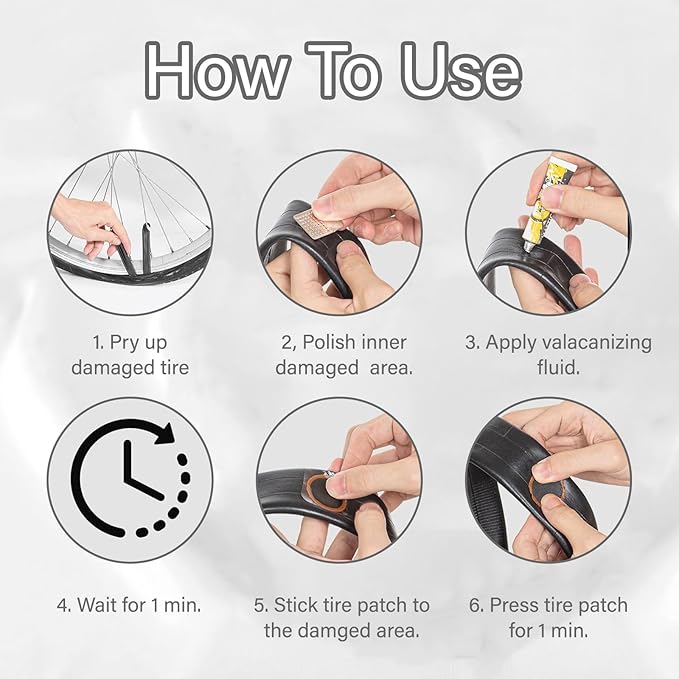 70 Pcs Bike Tire Repair Kit Contains 24 Pcs of Vulcanized Tire Patch