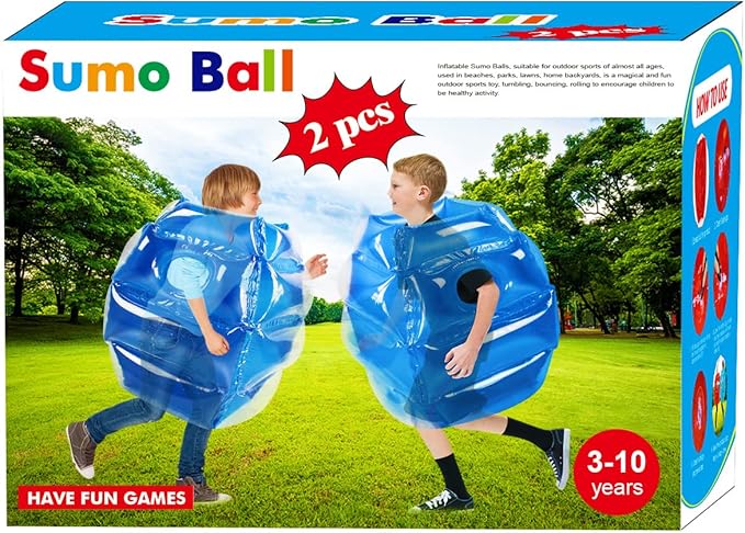SUNSHINE-MALL 2 pc Sumo Balls for Kids, Bubble Bounce Ball, Lawn Game for Child Outdoor Team Gaming Play, Ages 3-12 (24 inch, 2 pcs)