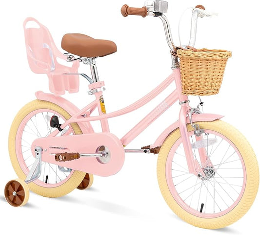 XJD Girls Bike for Toddlers and Kids Ages 2-12 Years Old,12 14 16 Inch Kids Bike with Training Wheels & Basket
