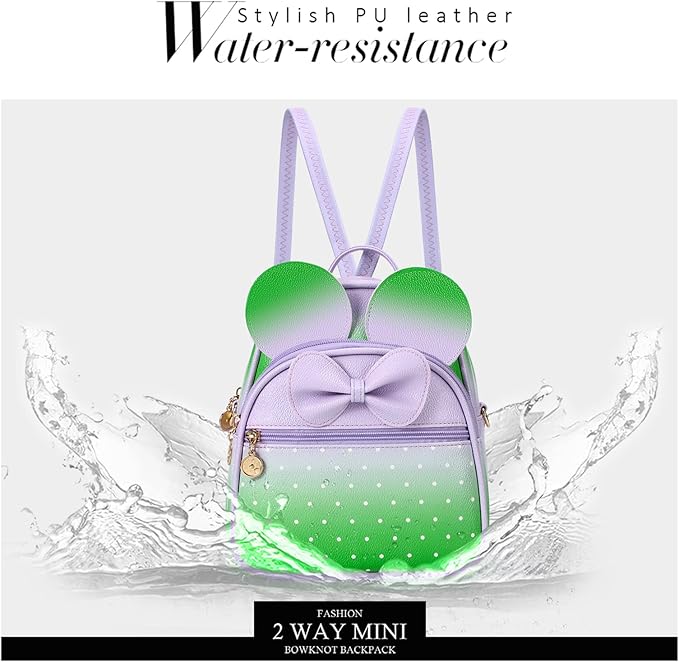 KL928 Girls Mini Backpack Bowknot Polka Dot Cute Small Daypacks Convertible Shoulder Bag Purse for Women