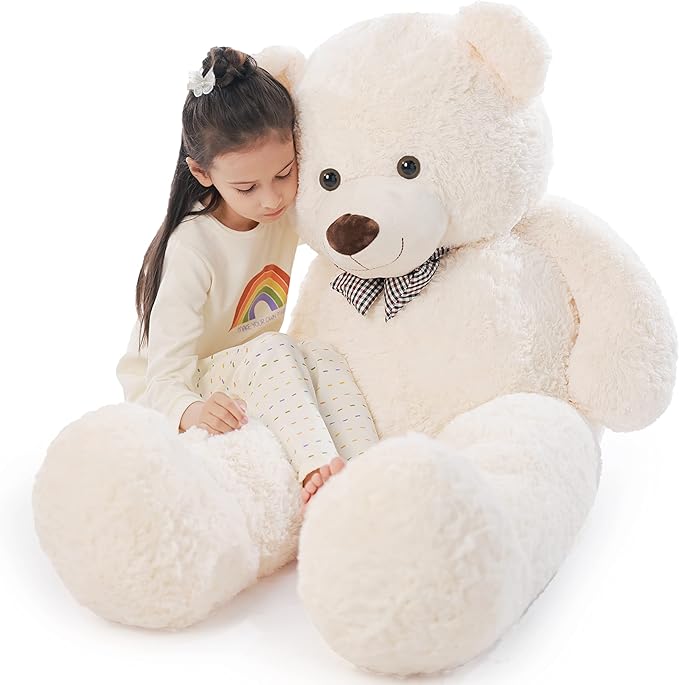 Poutmac Big Teddy Bear 4Ft Giant White Soft Stuffed Animals Cute Plush Toy for Girlfriend Women Kids for Valentine's Christmas Birthday