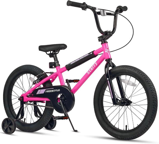 12 14 16 18 Inch Kids Bike BMX Style Bicycle with Training Wheels Coaster Brake for 2-10 Years Old Toddlers Boys Girls Multiple Colors