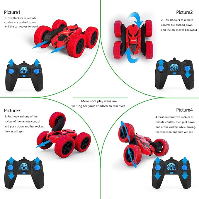 RC Stunt Car for Kids Ages 6–12, 360° Rotating Remote Control Car with LED Lights, 4WD Electric Toy Vehicle, USB Rechargeable, Perfect Birthday, Holiday for Boys & Girls