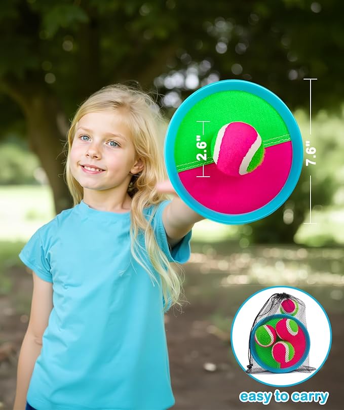 Toddler Toys for Ages 2-4 Toss and Catch Ball Set, Birthday Gift for 3 4 5 6 7 8 Year Old Boys Girls Toys, Classic Beach Pool Outdoor Yard Camping Games for Kids Toddler Family Ages 4-8 8-12