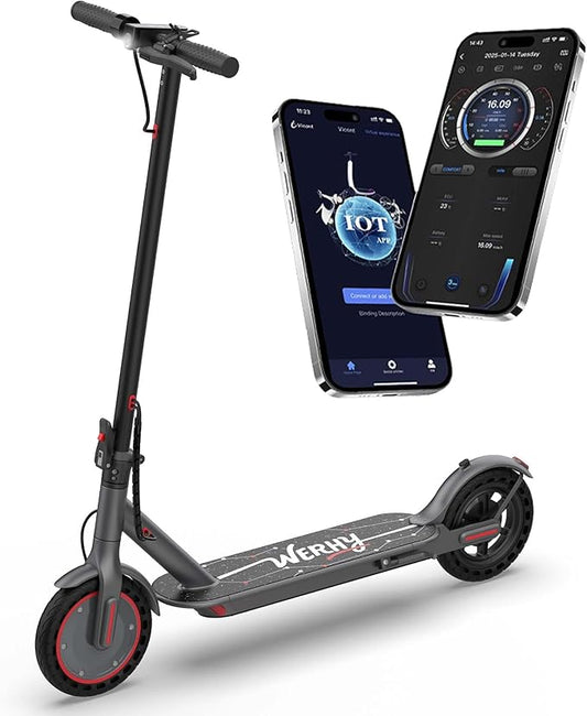 WERHY Electric Scooter, 350W/500W Motor, Top Speed 19/22 mph, Max 16/23/25/28Miles Ranges, Foldable E Scooter for Adults