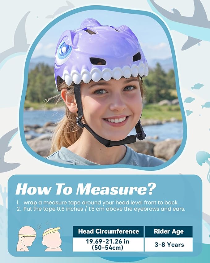 Bike Helmet for Kids 3-5-8 Toddler Bike Helmet Animal 3D Cartoon Boys Girls Safety Adjustable Kids Helmet and Pads Set for Cycling Scooter Skateboard