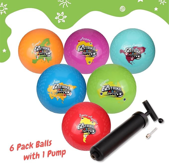 8.5'' Playground Ball Set, Posh Rubber Dodgeballs for Kids and Adults, Handball Kick Ball for Outdoor and Indoor Games, Rubber Balls Includes Pump