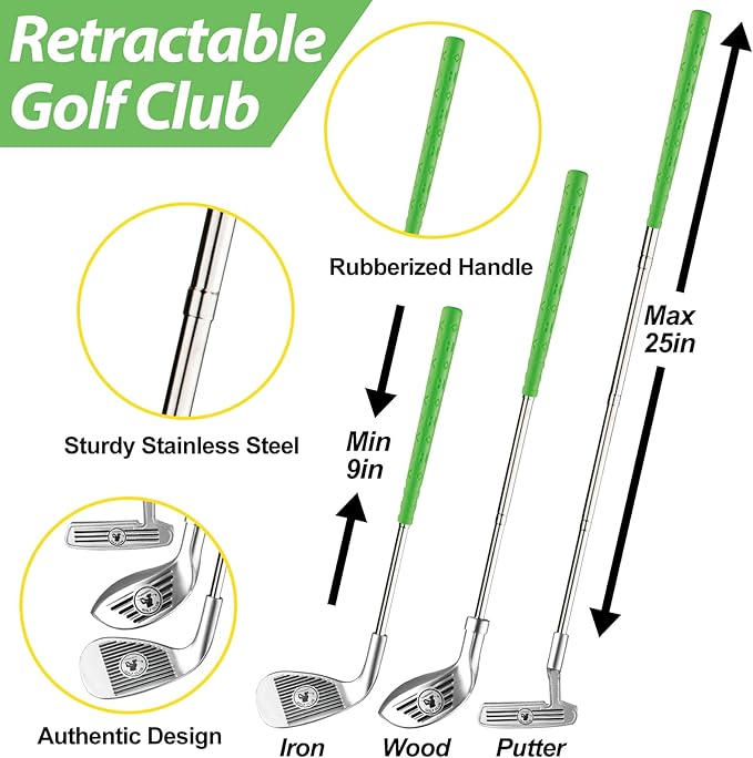 Liberry Kids Golf Clubs for 2 3 4 5 Years Old, Retractable Toddler Golf Set with Putting Mat & Storage Bag, Indoor and Outdoor Sports Golf Toys for Boys Girls
