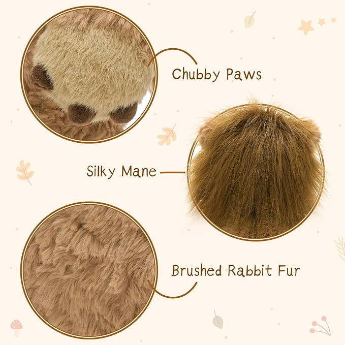 MaoGoLan Cute Lion Stuffed Animal 17.7 inch - Cozy Lion Plush with Fluffy Mane- Large Snuggly Zoo Safari Stuffed Animal Toys Gift for Kids,Boys,Girls,Lion Lover