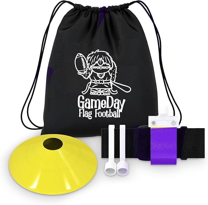 Gameday Flag Football Set – Kits for 2–14 Players w/Belts, Agility Cones & Carry Bag – Available in Multi Colors & Sizes