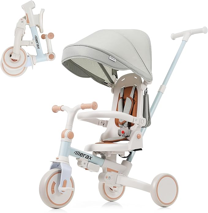 Toddler Trike Collapsible Frame Kid Rider Tricycle 7-in-1 Removable Pedal Ages 1Y-6Y