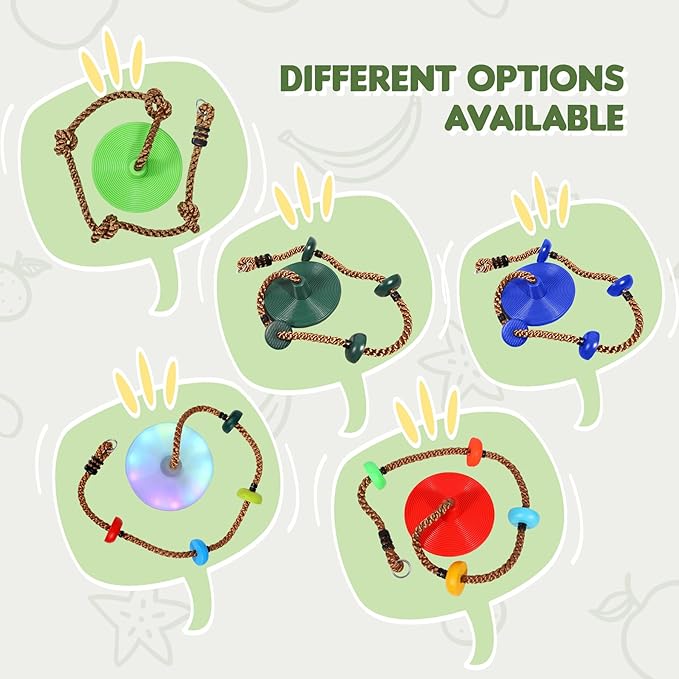 REDCAMP Climbing Rope Swings for Trees, Heavy Duty Plastic Disc Swing Seat for Kids and Adults with Hanging Strap, Green