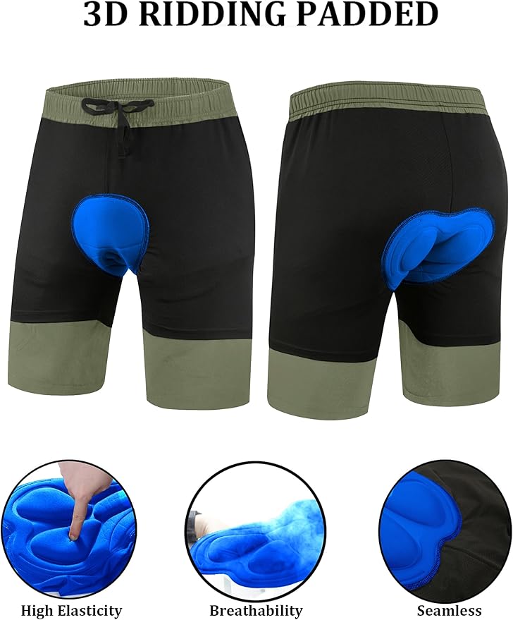 Men's Mountain Bike Shorts 3D Padded Baggy Bicycle Riding Cycling Shorts Quick Dry Lightweight Biking Shorts