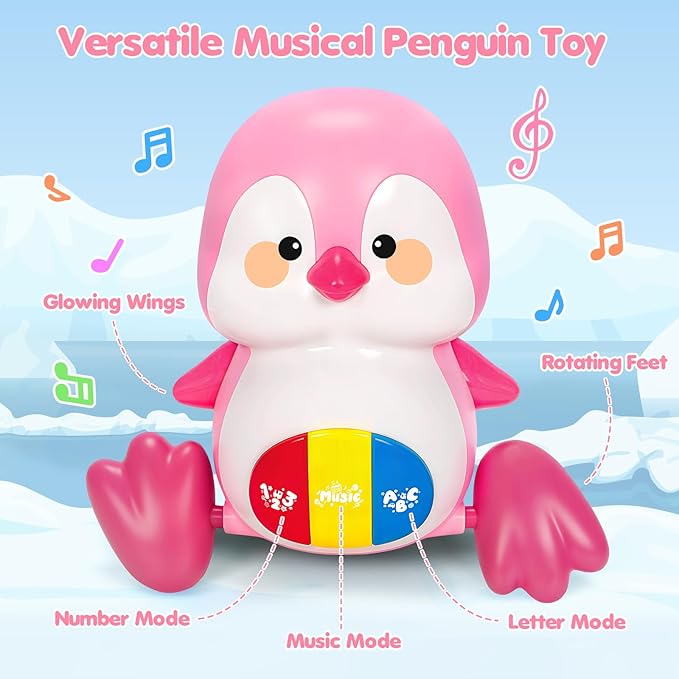 Baby Toys 6-12 Months, Musical Penguins Crawling Infant Toys, Early Learning Toy for Tummy Time with Light & Sound, Birthday Gifts for Babies Newborn Boys Girls 0-3-6 7 8 9 10 11 Months 1 Year Old